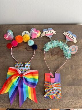 New Bundle of Pride/Rainbow LGBTQ Hair Accessories bow, headbands, and hair ties